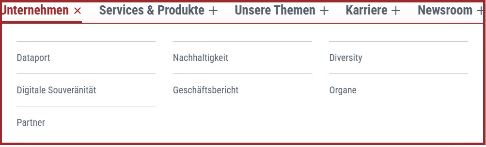 Screenshot von den Unterthemen