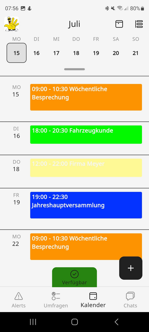 Die wichtigsten Dienst-Termine übersichtlich und jederzeit einsehen